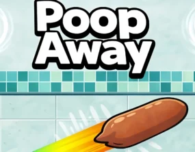 Poop Away game thumbnail with a projectile and toilet