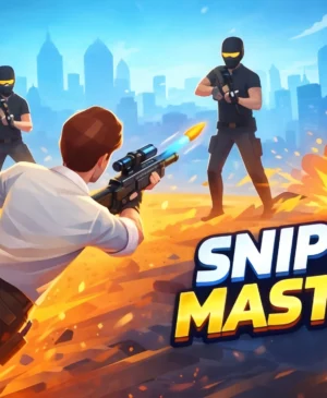 Sniper Master game thumbnail with an airborne shooter