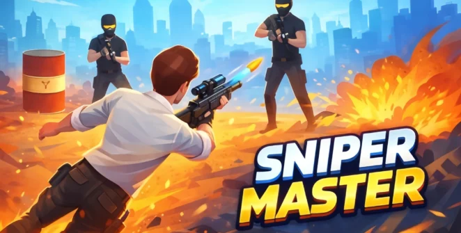 Sniper Master game thumbnail with an airborne shooter