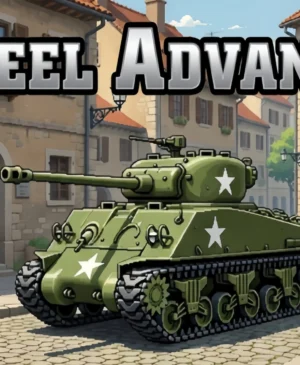 Steel Advance game thumbnail with an M4 Sherman tank