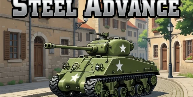 Steel Advance game thumbnail with an M4 Sherman tank